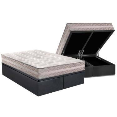 Imagem de Cama Box Baú Queen: Colchão Anatômico Paropas D28 - Ag65 Master Gray + Base Crc Suede Gray(158x198)