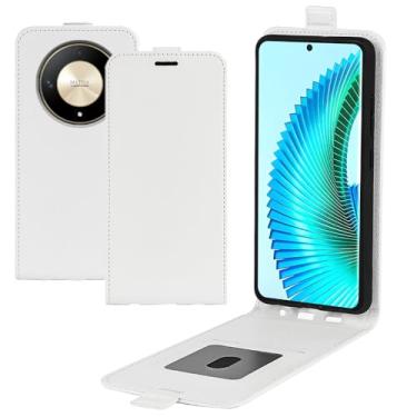 Imagem de Capa para Huawei Honor X50 5G, capa de telefone flip vertical fina de couro PU capa protetora com fecho magnético com slot para cartão para Huawei Honor Magic 6 Lite capa para Huawei Honor X9b