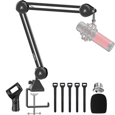 Imagem de Braço Boom Aveek, braço dobrável para microfone de mesa, tesoura totalmente ajustável, suporte de braço de microfone giratório de 360°, com clipe de microfone para mesa, adaptador de 9,5 cm a 16,5 cm para Blue Yeti Snowball HyperX QuadCast