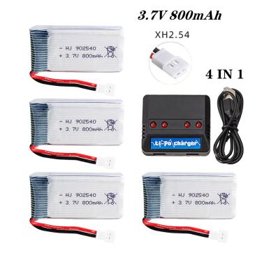Imagem de 3.7v 800mah 902540 lipo bateria  4 em 1 conjunto carregador para syma x5 x5c x5sc x5sw tk m68 mjx