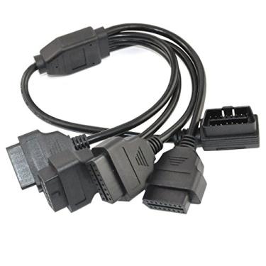 Imagem de OLLGEN 1,64 pés 50 cm OBD II OBD2 16 pinos ângulo reto 1 divisor macho para 4 fêmeas cabo de extensão para carro adaptador de cabo de diagnóstico ..