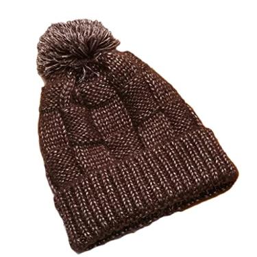 Imagem de GLESOS Chapéu feminino de tricô solto e grosso, boné térmico espesso para outono e inverno, boné de esqui com proteção de ouvido, Marrom, M