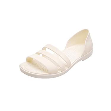 Imagem de Sandálias para mulheres sandálias planas de verão chinelos de dedo aberto chinelos cor doce casual praia outdoot feminino sapatos de geleia feminino (cor: D, tamanho: 40) (F 8 EUA)