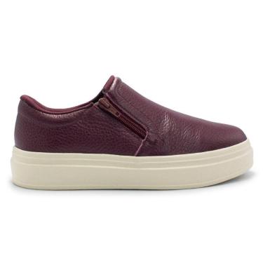 Imagem de Tênis Usaflex Feminino Slip On Em Couro Plataforma Zíper Casual AL1003