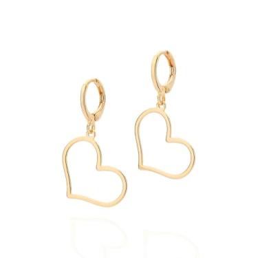 Imagem de Brinco Argola Coração Feminino Banhado a Ouro Antialergico Rommanel 527286