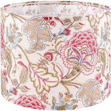 Imagem de GOSO Abajur médio com impressão de fibra de poliéster, flores e plantas, abajur de tambor para candeeiro de mesa, luminárias de chão, luminária pendente DIY, pendurar na parede, 33 polegadas superior