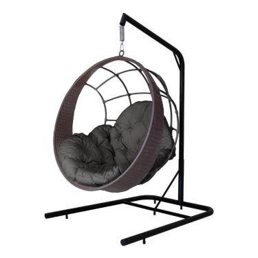 Imagem de Cadeira Balanço Ninho Suspenso C- Suporte E Almofada Impermeável Tabaco-cinza