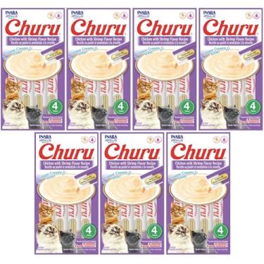 Imagem de Kit 07 Churu Petisco Para Gatos Vários Sabores Escolher Inaba - 28 Tubetes (Kit 7 unid. (28 Tubetes), Frango com Camarão)
