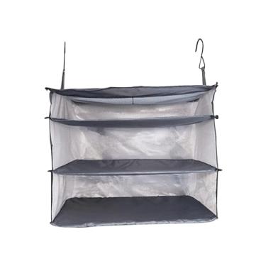 Imagem de Generic Prateleiras de viagem suspensas, cubo de embalagem, organizador de armário suspenso, bolsa de prateleiras de viagem, para acampamento, viagem de, cinza, 3 camadas estilo a