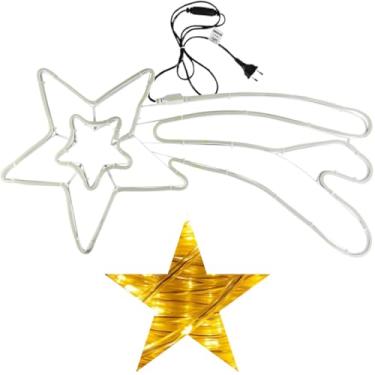 Imagem de Estrela Cadente Led Pisca Pisca Decoração Natal Fachada Jardim Area Interna Externa 110v Branco Quente