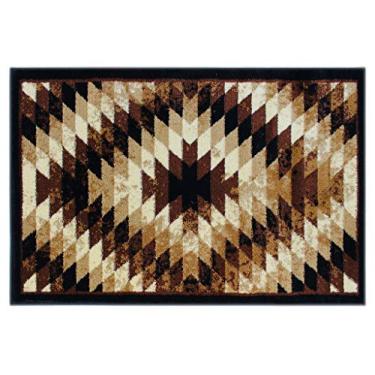 Imagem de Masada Rugs, Stephanie Collection Tapete de área sudoeste nativo americano envelhecido design 1106 marrom preto bege (7 cm x 9 metros) tapete