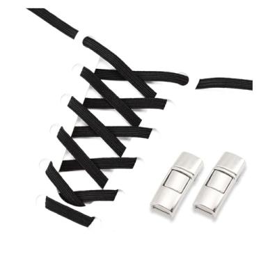 Imagem de No Tie Shoe Laces Men And Women Sneakers Metal Lock Lazy People Shoelace Elastic Shoelaces Shoe Accessories(Black)