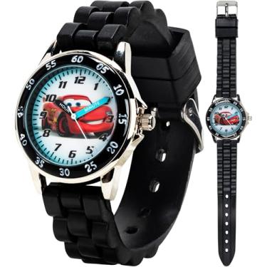 Imagem de Accutime Disney Pixar Relâmpago McQueen Time-Teaching Watch para crianças com mostrador de corrida interativo, Preto, Relógio infantil Pixar Cars