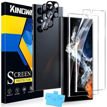 Imagem de Pacote com 2 + 2 protetores de tela compatíveis com Samsung Galaxy S22 Ultra 5G de 6,8 polegadas, sem vidro e lentes de câmera, 2 protetores de tela e 2 protetores de câmera para Samsung S22 Ultra,