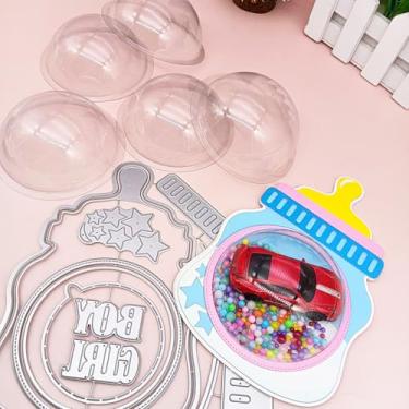 Imagem de Alinacutle 1 coqueteleira de garrafa de leite e 5 peças de cúpulas de plástico transparente para doces, moldes de corte de metal cortados para embalagem de presente, caixa de presente para dia dos