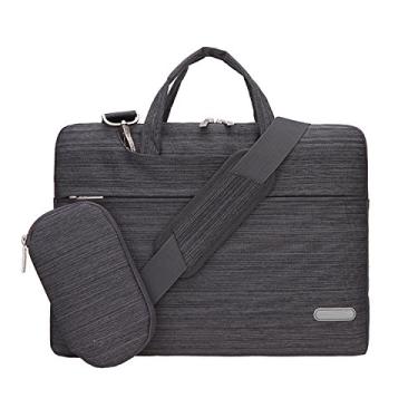 Imagem de HESTECH Bolsa para laptop de 14 polegadas compatível com Apple MacBook Air 33.0 cm M3/MacBook Pro 35.6 cm M3 MAX/HP/Dell/Lenovo/Samsung/ASUS, bolsa de ombro para laptop de viagem, preta