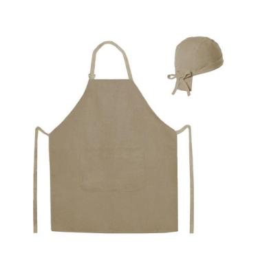 Imagem de Avental Bege e Bandana Algodao Caqui Bar Cafeteria Cozinha - CASACHA