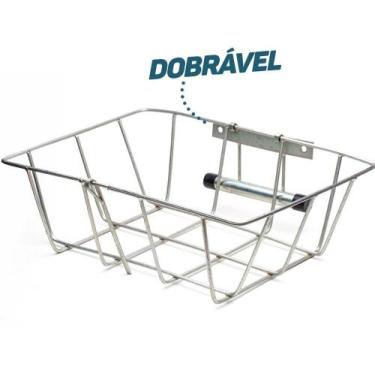 Imagem de Lixeira De Rua 48cm Grade Portão Muro Dobrável P/ Lixo - Resistente Pr