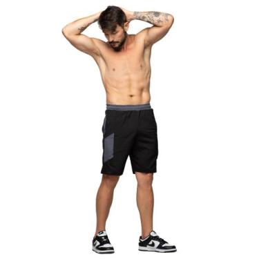 Imagem de Bermuda Com Bolso Lisa Fristyle Tactel Masculina Adulto, Preto, GG