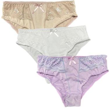 Imagem de Kit 3 Calcinha Senhora Calçola Com Renda Fristyle Microfibra Feminina 
