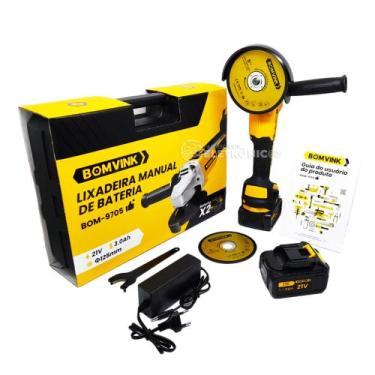 Imagem de Lixadeira e Esmerilhadeira 8000Rpm Angular Recarregável 2 Baterias 21v