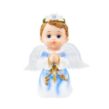 Imagem de Anjinho Enfeite De Resina Anjo Roupa Azul Oração 15 cm - Vivenda