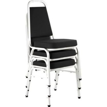 Imagem de Kit com 3 Cadeiras Empilháveis Linha Hotel Plus Preto - Design Office 