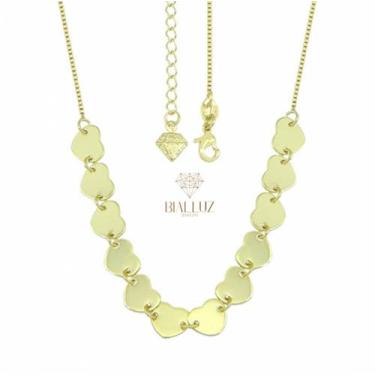 Imagem de Meta Atacado, Gargantilha Choker Folheada a Ouro com Medalhas de Coração