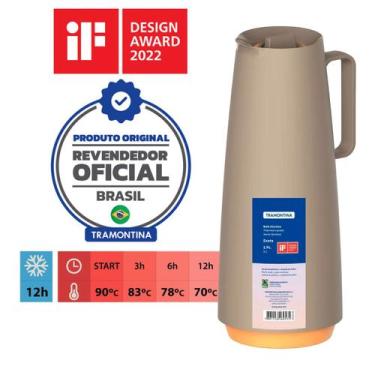 Imagem de Garrafa Bule Térmico Exata 1l P/ Café Chá Tramontina , 1L, Bege