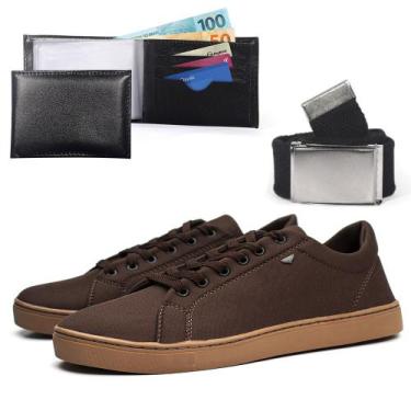 Imagem de Sapatenis Tenis Casual Masculino Com Carteira E Cinto Macio Leve Confo