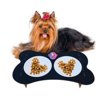 Imagem de Comedouro Ergonômico para Cachorros com 2 Tigelas de Plástico de 400 m