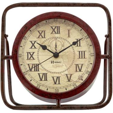 Imagem de Relógio Mesa 25cm Retrô Ferro Aço Vintage Romano Velho 6487 - Herweg