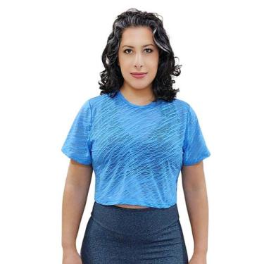 Imagem de Blusa Cropped T-Shirt Fitness Academia Esporte Verão Azul - Usa Club, 