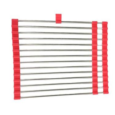 Imagem de Escorredor Esteira Inox Louça Cozinha Pia Flexivel Extensivel Multiuso