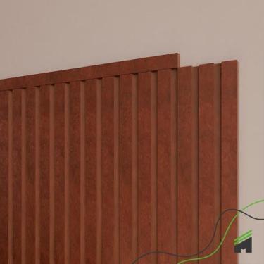 Imagem de Painel Ripado Cabeceira Quarto Cama King - Urban Bronze - Meu Rodapé