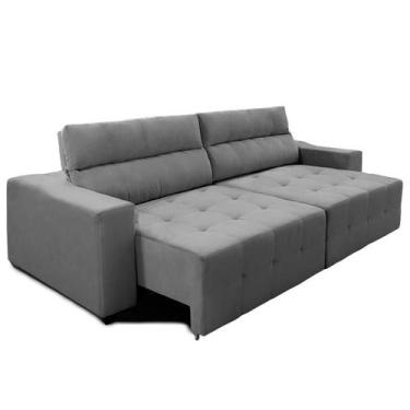 Imagem de Sofá Top Lubeck 2 metros 3 Lugares Reclinável e Retrátil Suede Cinza -