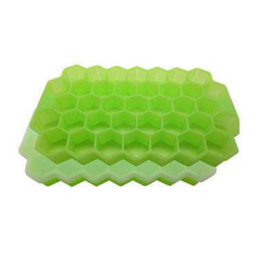 Imagem de Gadgetime USA Pacote com 2 bandejas de gelo de favo de mel com capa – Molde divertido para freezer, coquetéis – empilhável, livre de BPA e odor – silicone – verde
