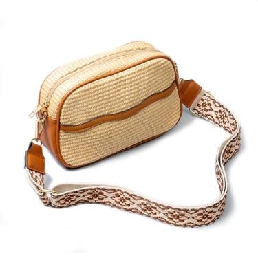 Imagem de chushui Bolsa transversal de palha para mulheres, bolsa de verão na praia, bolsa de ombro de tecido boho, com alça de lona, para viagens de trabalho, Bolsa transversal pequena 2