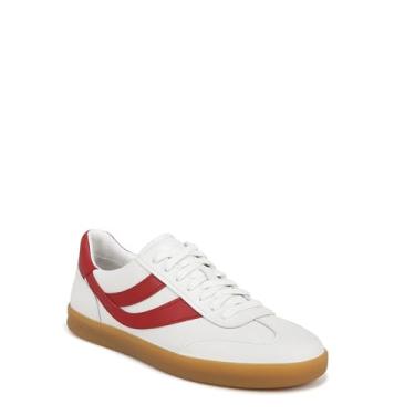 Imagem de Vince Tênis masculino Oasis-m com cadarço retrô, Couro branco/vermelho rubi, 41