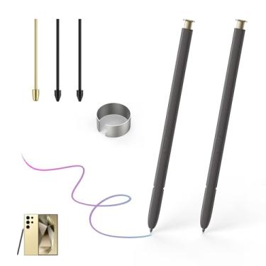 Imagem de Pacote com 2 canetas de substituição para Galaxy S24 Ultra Stylus para Samsung Galaxy S24 Ultra 5G S, caneta Galaxy S24 Ultra S sem Bluetooth + pinça + pontas de metal (ouro amarelo)