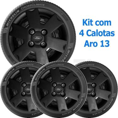Imagem de 4X Calota Ford Ka Fiesta Aro 13 Preto Com Emblema 033Cb