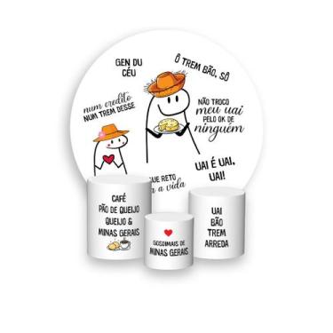 Imagem de Painel De Festa Redondo 1,50x1,50 + Trio De Capas Cilindro -  Flork Or