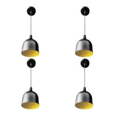 Imagem de Kit 4 Luminária Pendente Gota Com Interior Amarelo Com Fiação 110/220v