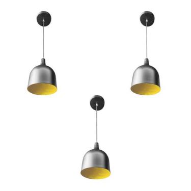 Imagem de Kit 3 Luminária Pendente Gota Com Interior Amarelo Com Fiação 110/220v