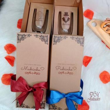 Imagem de Convite Individual Taças champanhe e Caixa / casamento /batismo/ padri