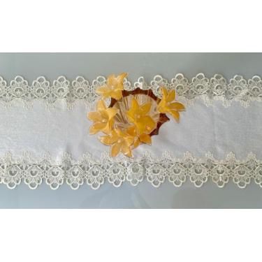 Imagem de Caminho de Mesa Trilho Kasilar Premium Barrado Guipir 40x1.50cm - Kasi