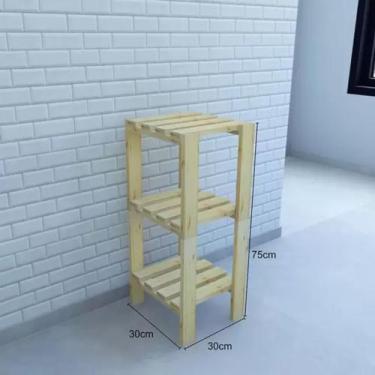 Imagem de Estante Multiuso Natural 3 prateleiras em madeira pinus - decore pinus