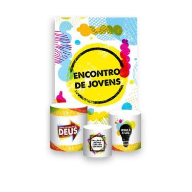 Imagem de Painel De Festa Vertical 1,50 x 2,20 + Trio De Capas Cilindro - Encont