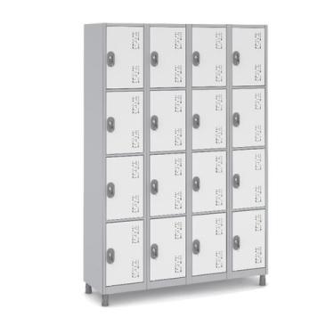 Imagem de Roupeiro Aço 16 Portas Guarda Volume C/ Tranca Vestiario - W3, Branco