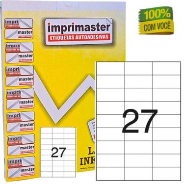 Imagem de Etiqueta Adesiva Imprimaster A4 - 70mm X 33,0mm - 27 Etiquetas folha -